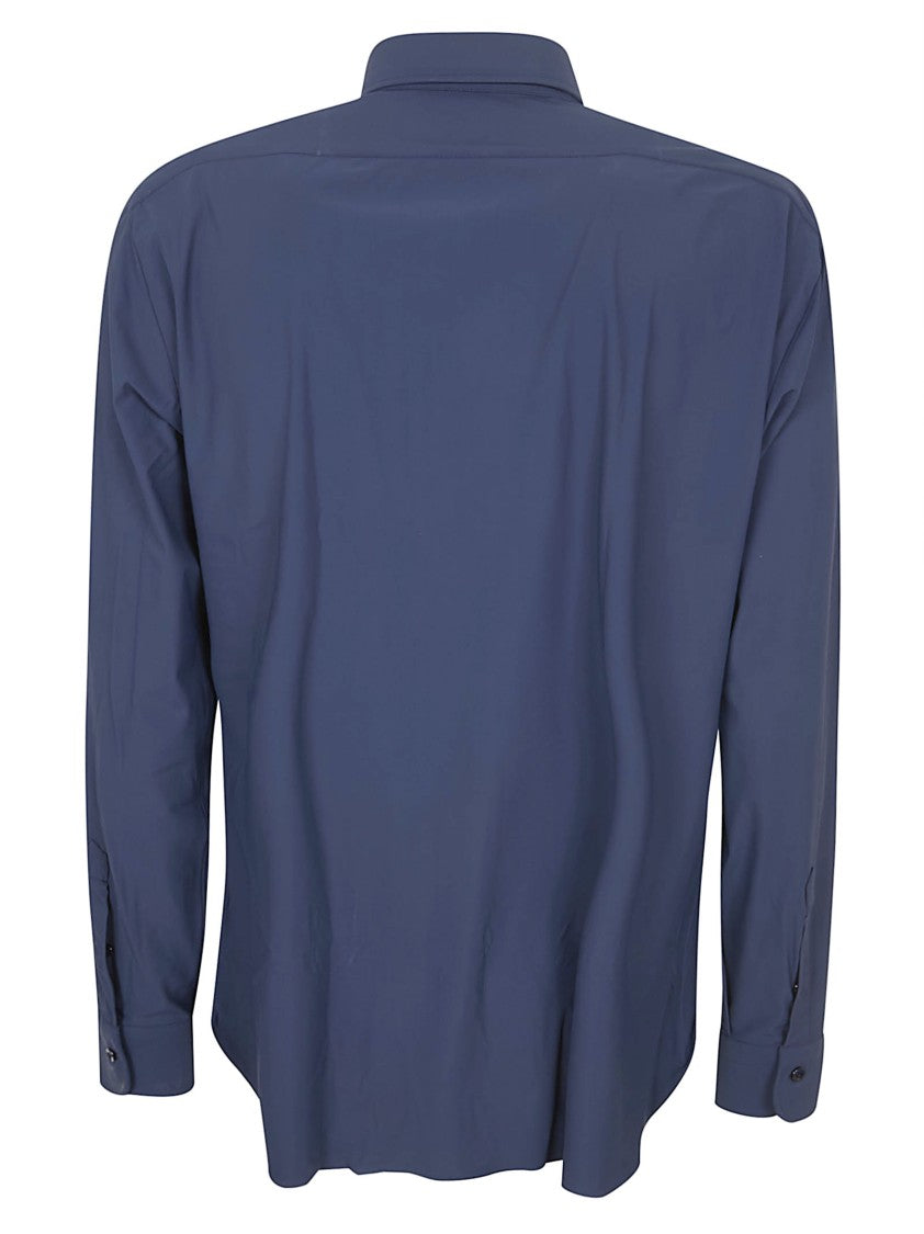 Barba Napoli Blue Stretch Formal Shirt With Classic Collar