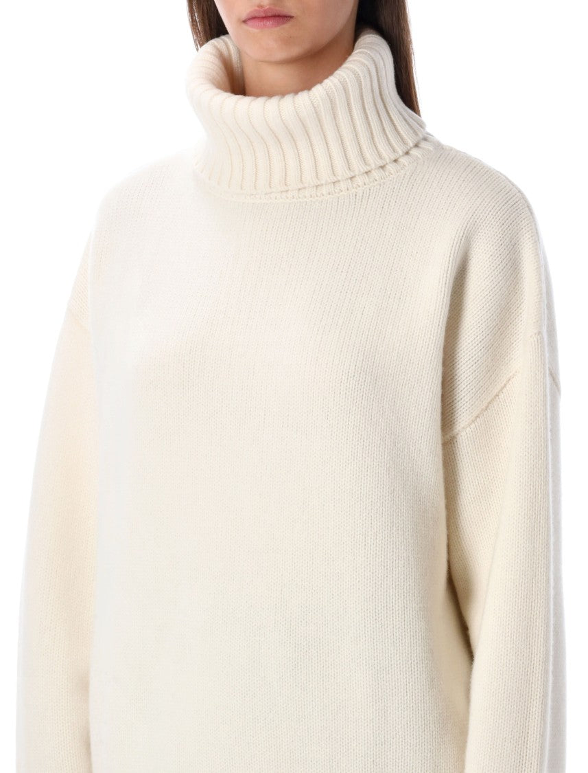Rhea Heavy Knit Turtleneck Sweater With Thick Ribbed Details