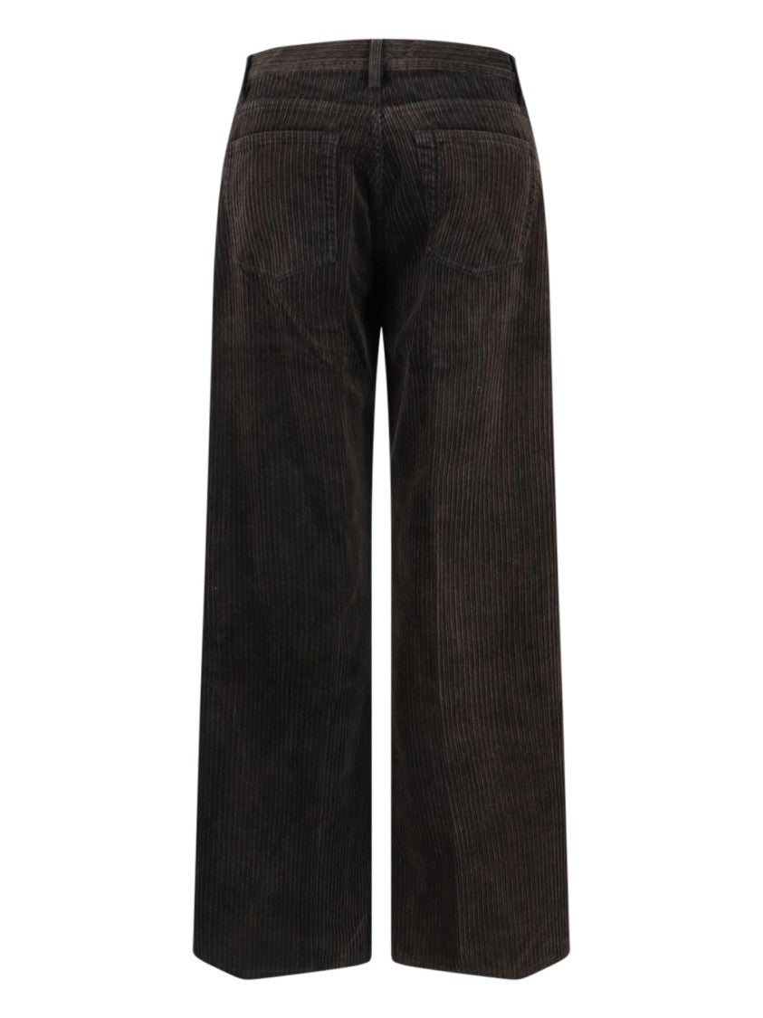 Frame Tailored Brown Trousers With Mid-Rise Waist