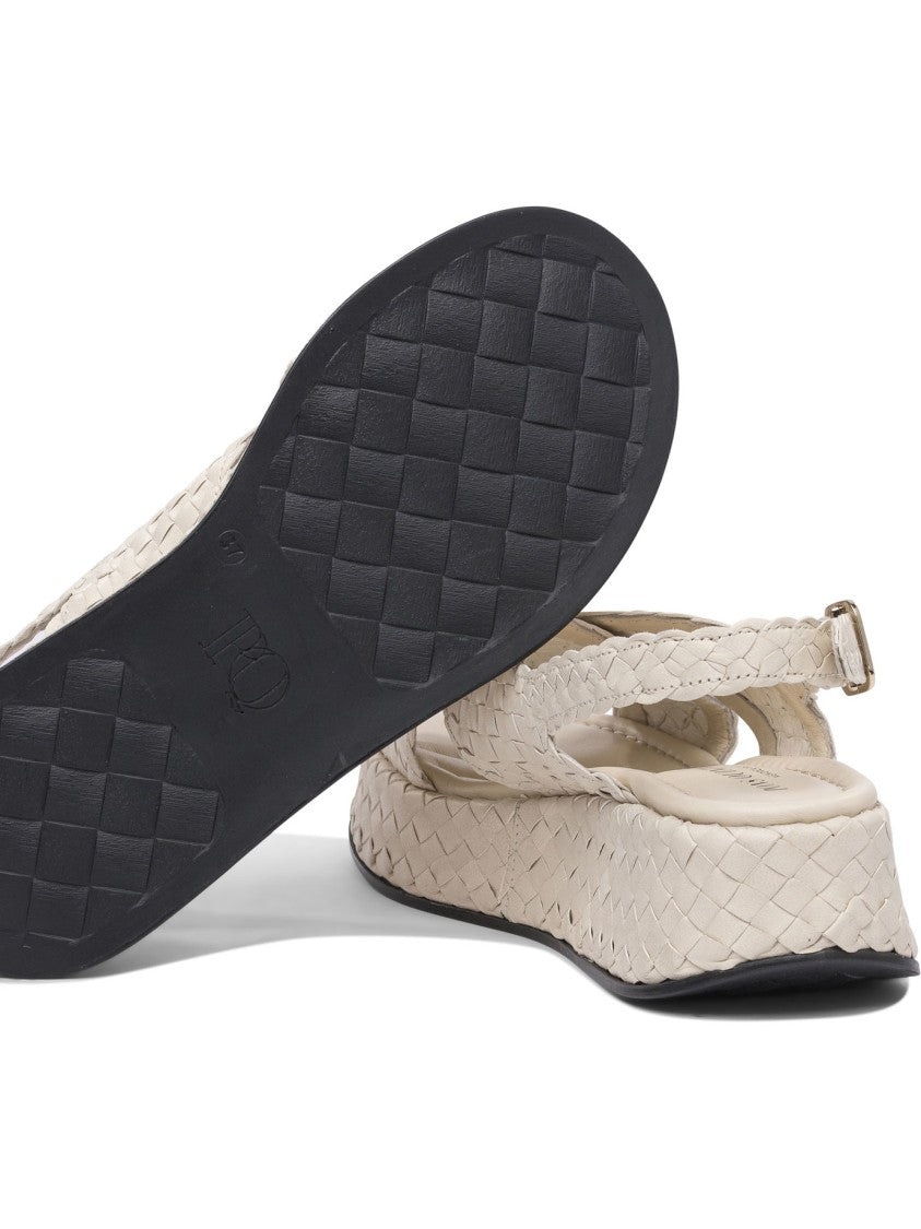 Pons Quintana Woven Leather Sandals With Cross-Strap Design