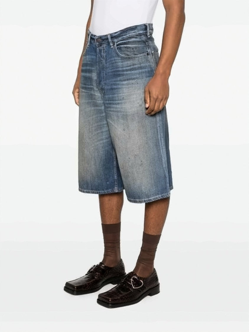 Acne Studios Faded Blue Denim Shorts With Relaxed Fit