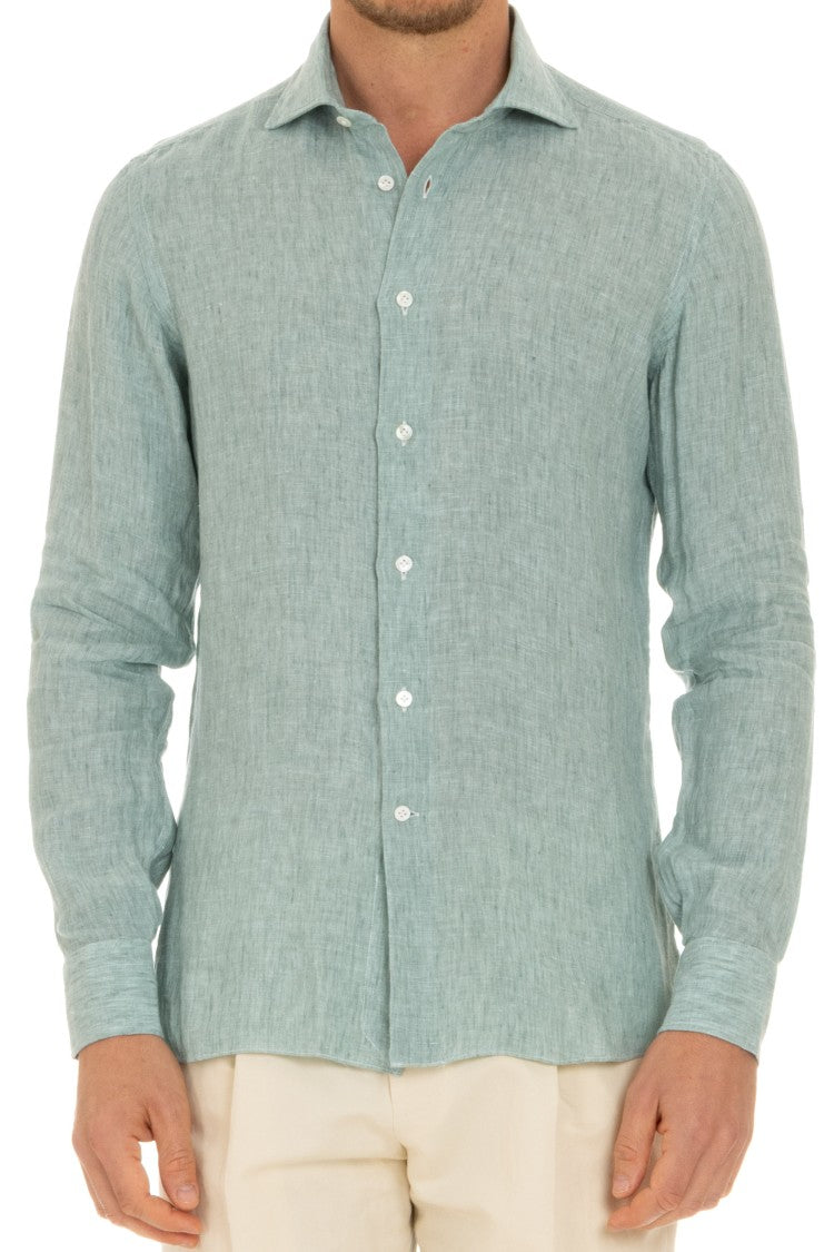 Borriello Solid Delavè Linen Tailored Shirt