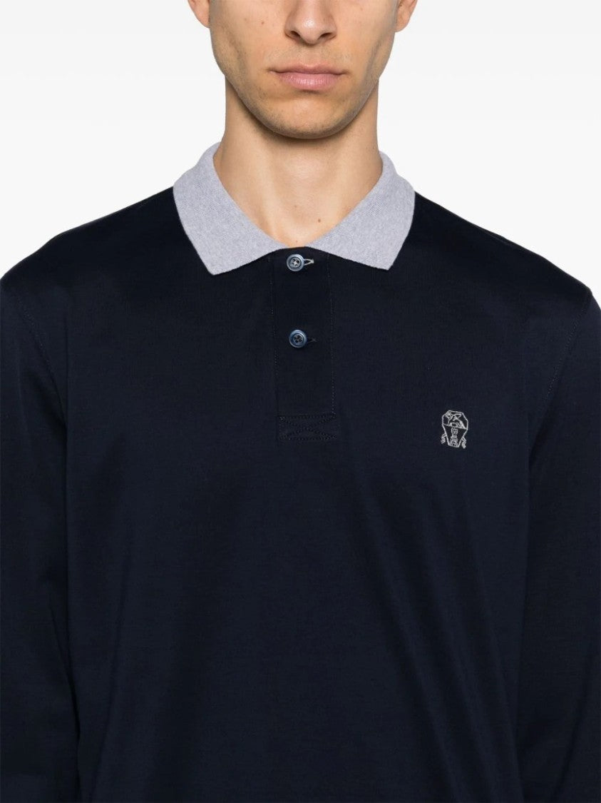 Brunello Cucinelli Long-Sleeved Polo With Contrasting Collar