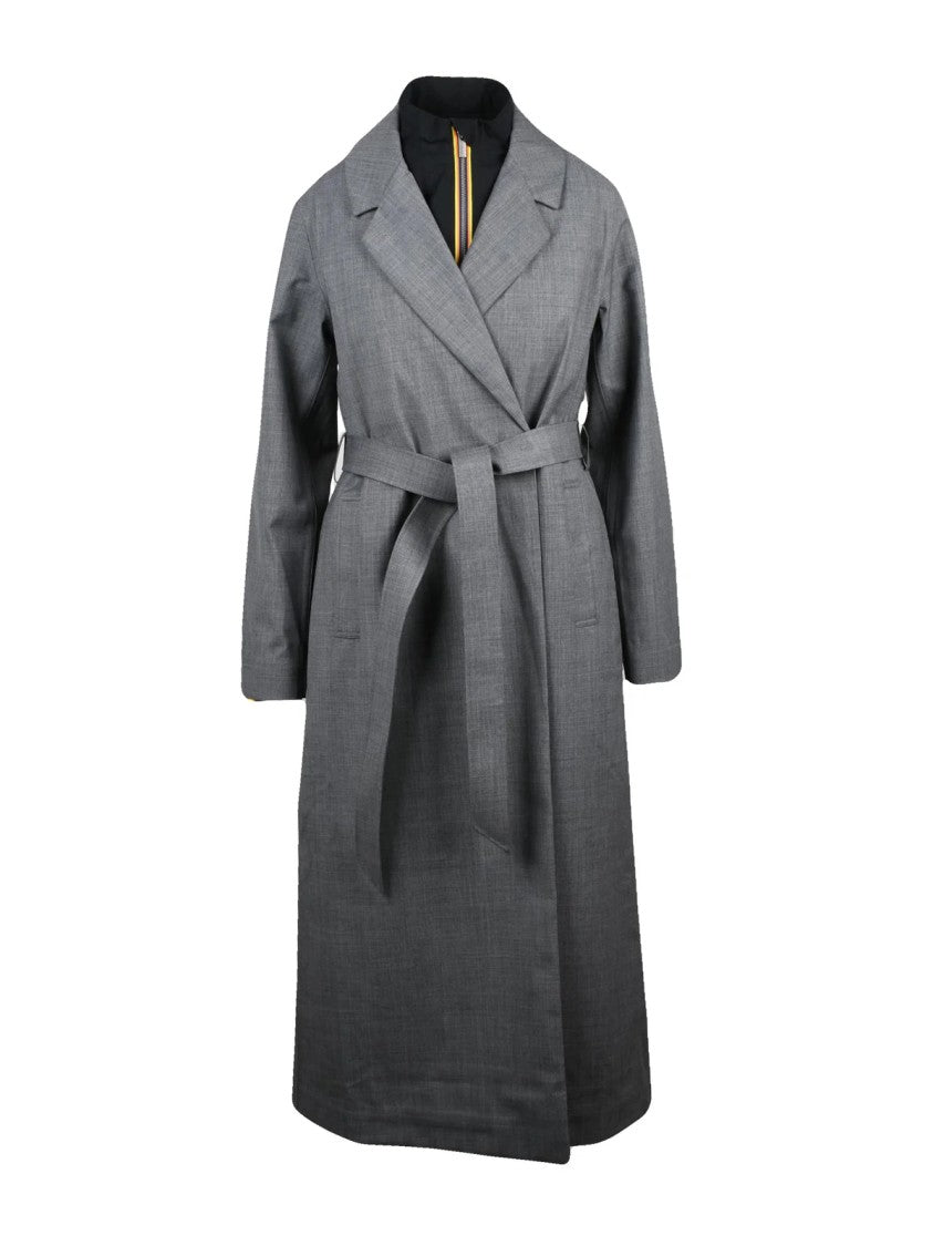 K-Way Grey Jorance Removable Vest Wool-Blend Coat