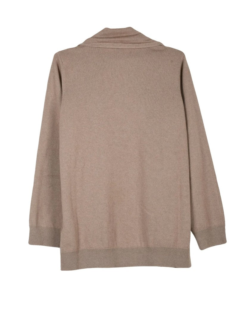 Fabiana Filippi Grey Virgin Wool-Blend Hooded Cardigan