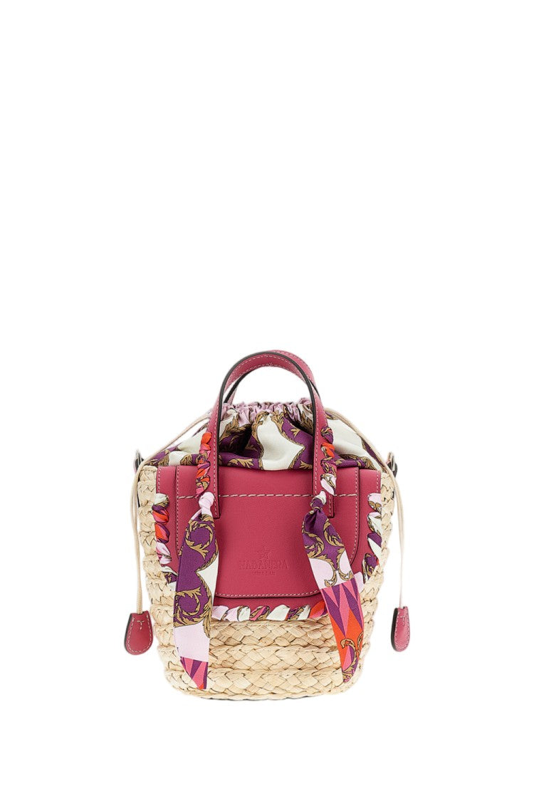 Cuba Lab Woven Raffia Tote Handbag With Leather Inserts