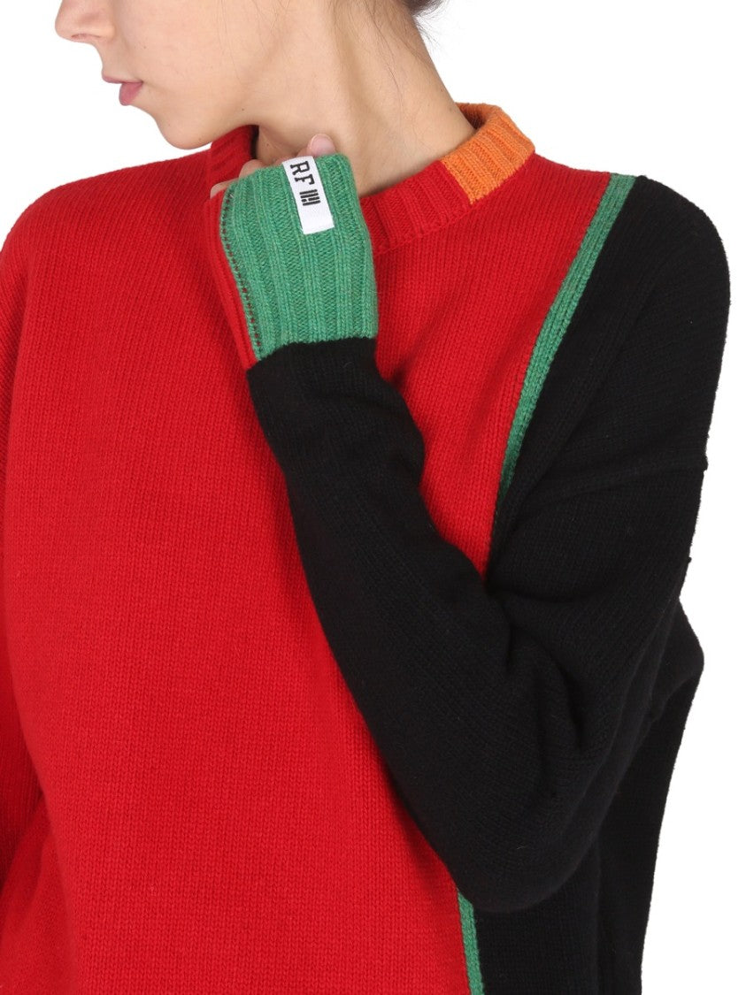 Right For Color-Block Multicolor Mesh Knit Sweater