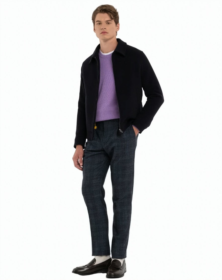 Manuel Ritz Wool-Blend Shirt Collar Zip Jacket