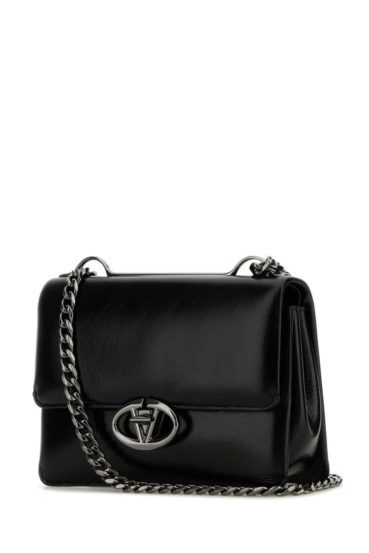 Valentino Garavani Black Leather Small Vlogo Shoulder Bag