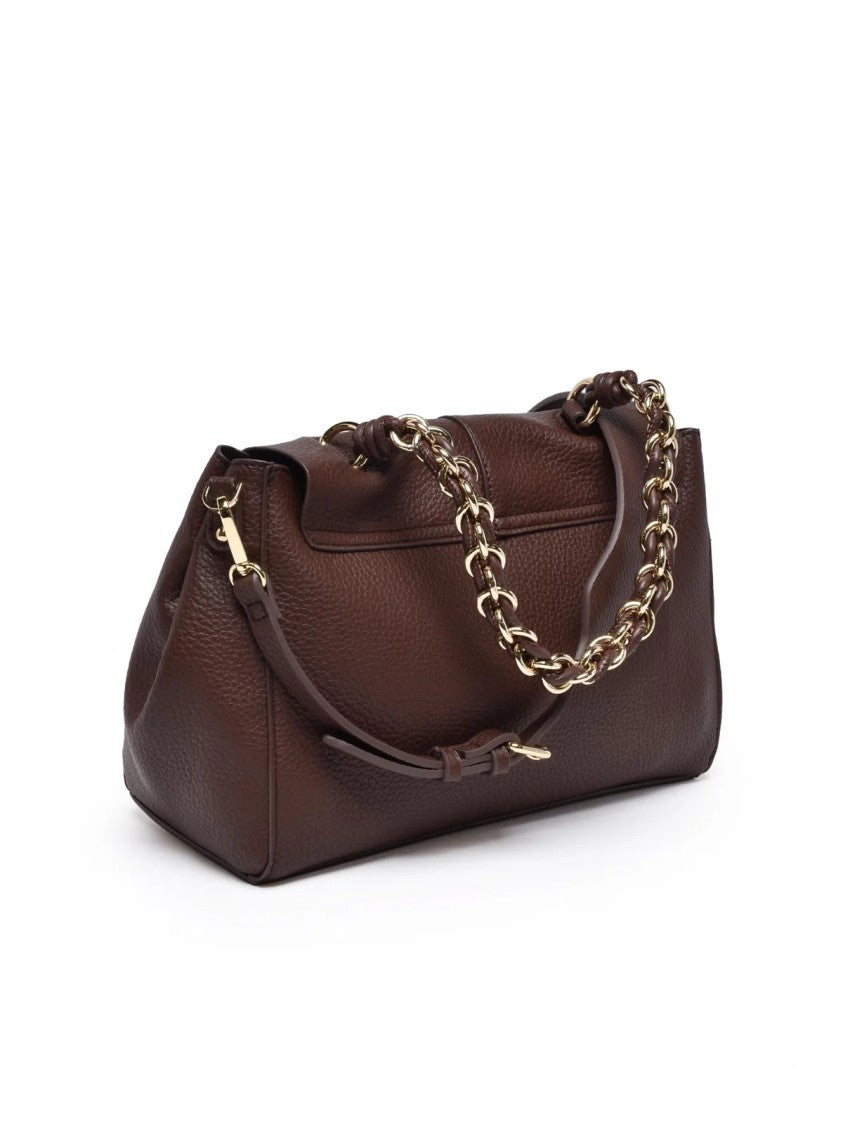 Ermanno Firenze Structured Eba Shoulder Bag With Textured Finish And Chain Strap