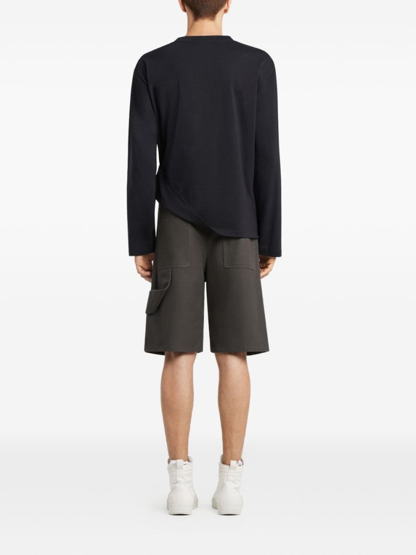 Courrèges Long Sleeve Cropped Silk Logo Top