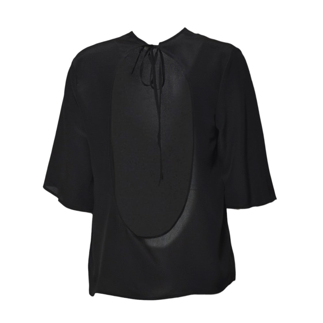 Covert Silk Blouse With Elbow-Length Sleeves And Oval Cutout