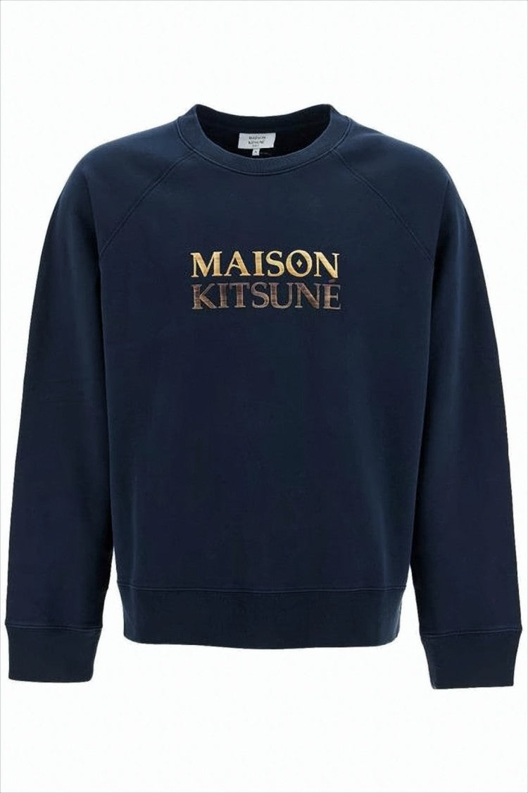 Maison Kitsuné Long-Sleeve Sweatshirt With Metallic Gold Logo
