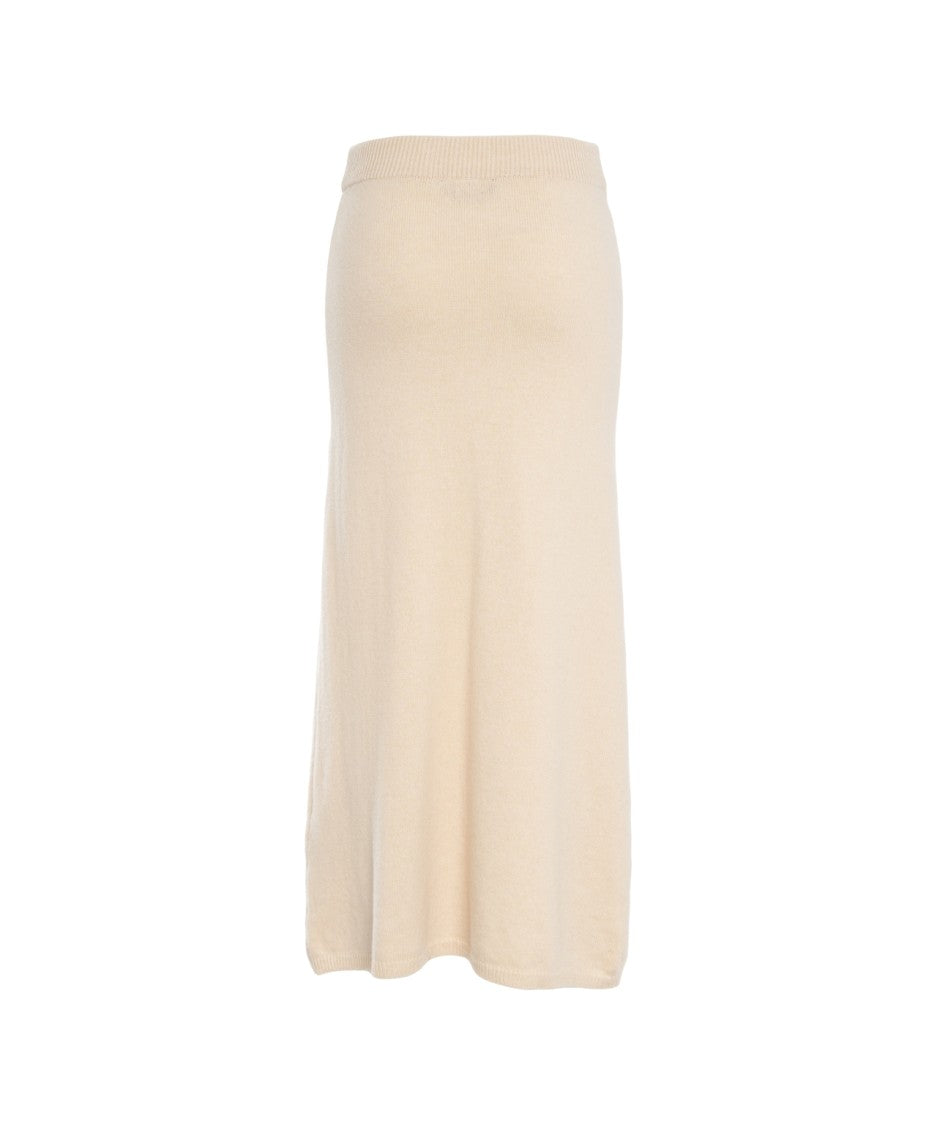 Peuterey Midi-Length Ribbed Waistband Skirt In 100% Wool