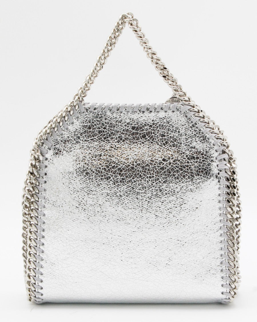 Stella Mccartney Structured Metallic Silver Bag With Chain Trim