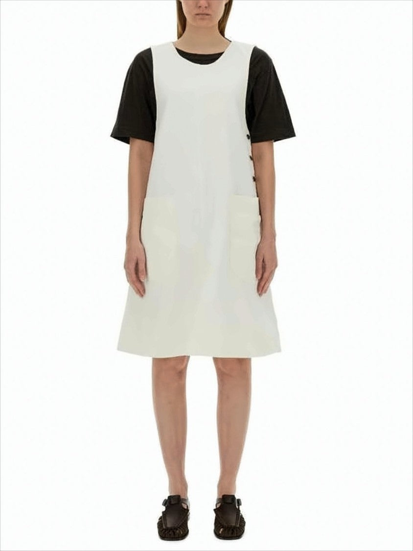 Margaret Howell Sleeveless A-Line Midi Dress With Front Pockets