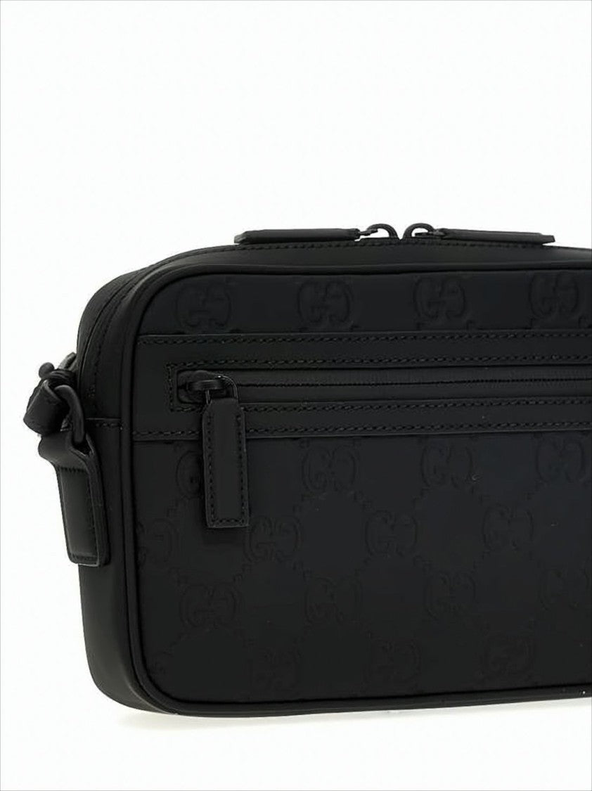 Gucci Rectangular Leather Crossbody Bag With Embossed Pattern