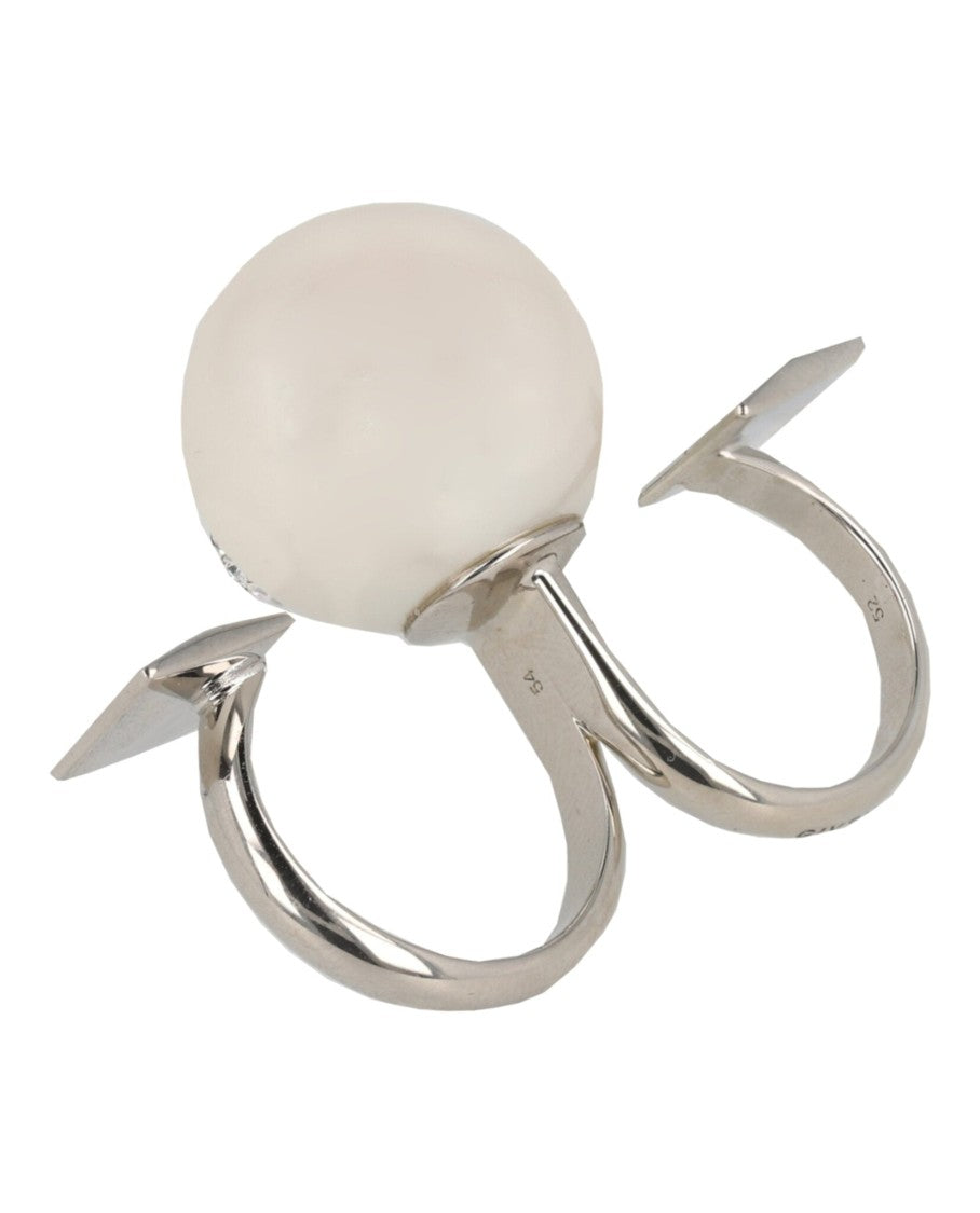 Givenchy 4G Double Finger Ring With Pearl