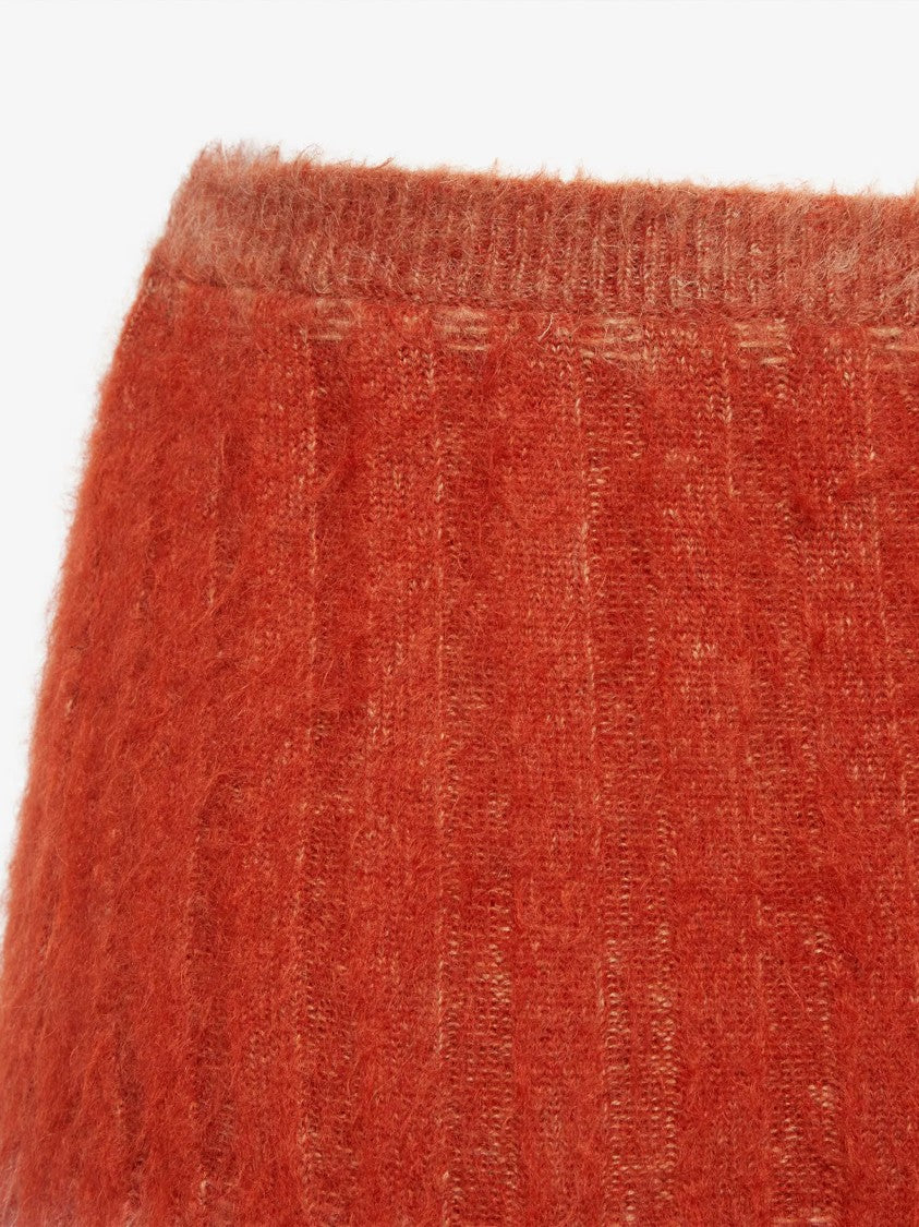 Fendi Orange Gradient Ribbed Wool Flared Skirt