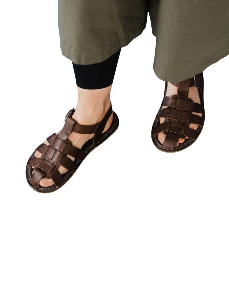 Vibae Capri Leather Cocoa Brown Unisex Sandals