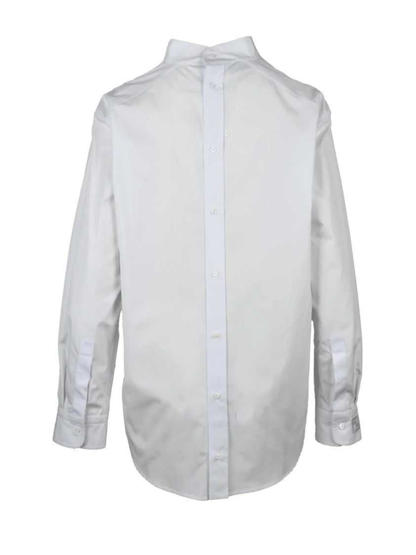 Fendi White Mandarin Collar Cotton Shirt