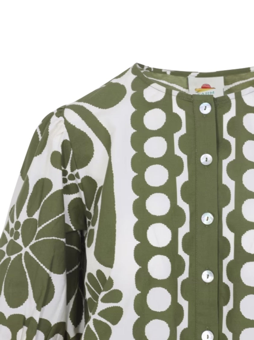 Farm Rio Green Drawstring Waist Cotton Casual Shirt