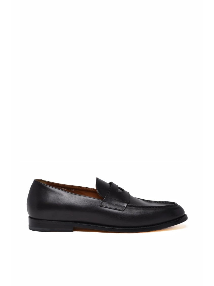 Doucal's Black Leather Penny Loafers