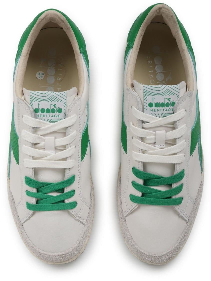 Diadora White Prestige Used Green Sneakers