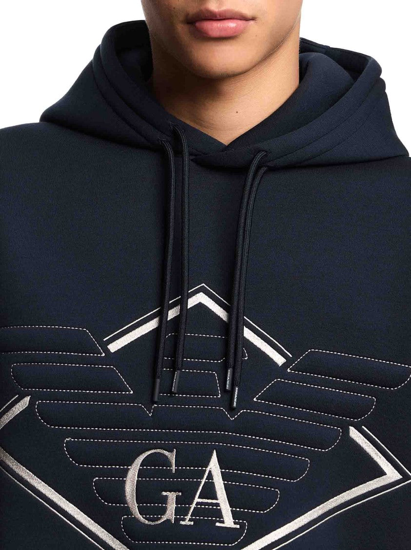 Emporio Armani Modal Fabric Hoodie With Embroidered Winged Logo