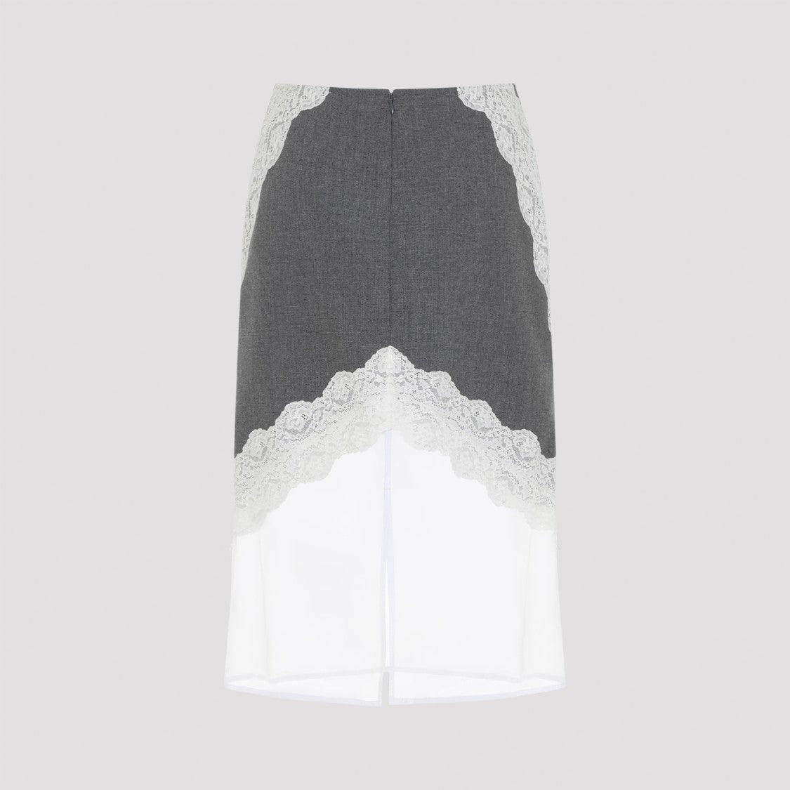 Jil Sander High Waist Gray Wool Skirt With Organza Hem