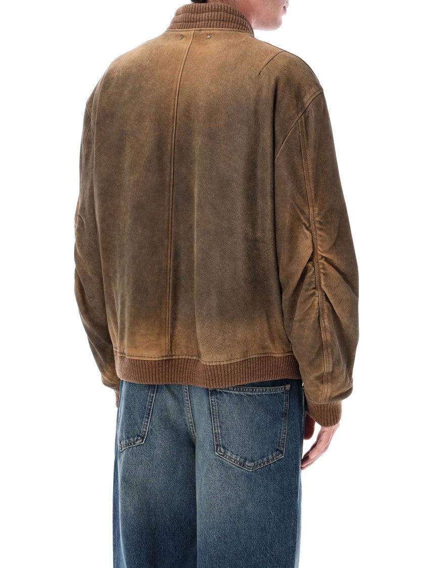 Golden Goose Vintage Brown Leather Bomber Jacket