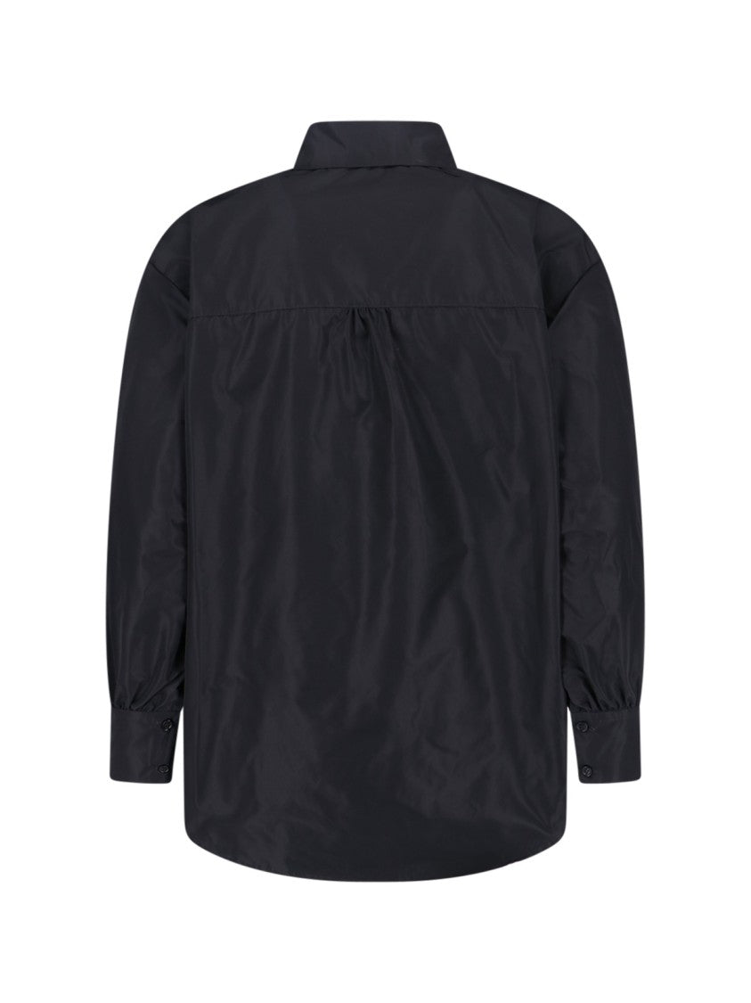 Aspesi Timeless Black Shirt With Pointed Collar And Curved Hemline