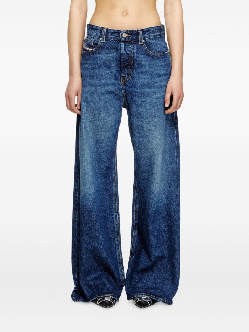 Diesel Indigo Blue Appliqué Logo Jeans