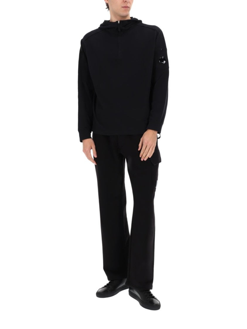 C.P. Company Half-Zip Sleeve Emblem Cotton Hoodie
