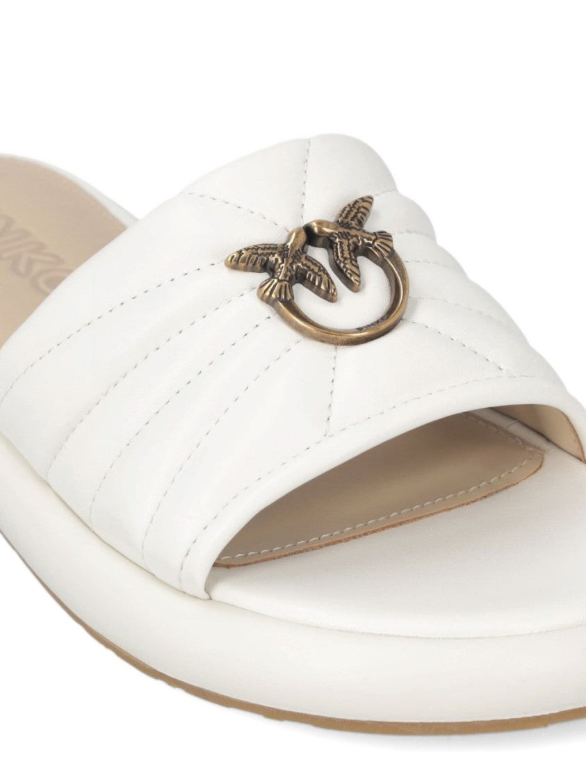 Pinko White Quilted Open Toe Sandals