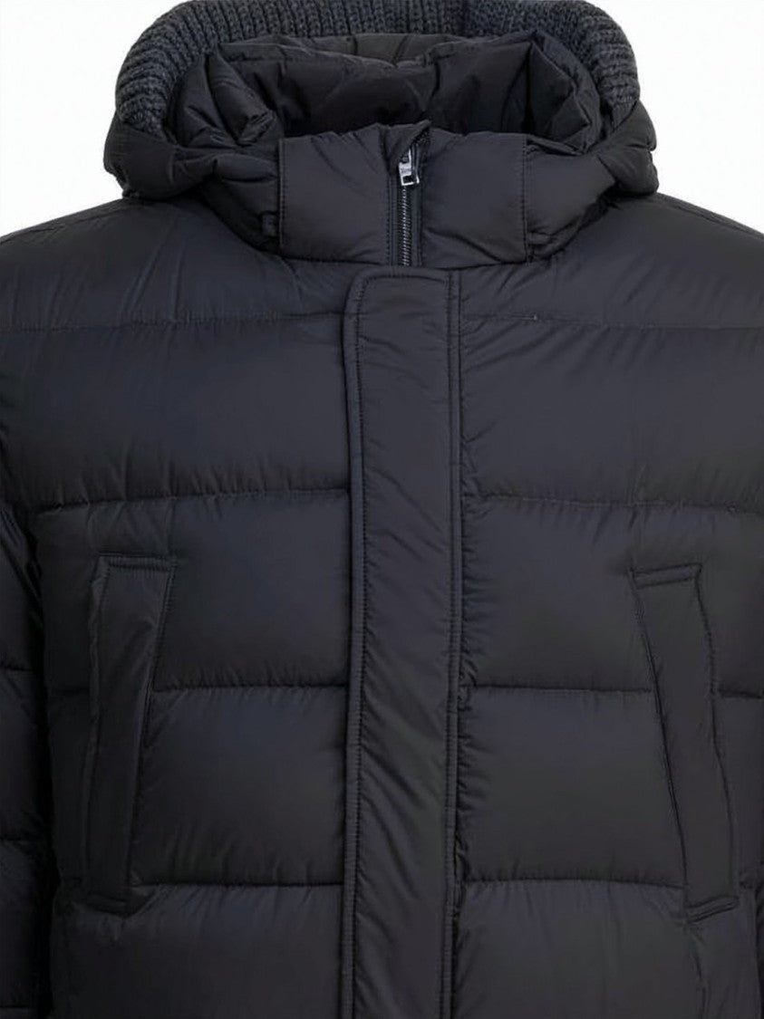 Herno Quilted Grey Down Jacket With Hood And Concealed Zipper