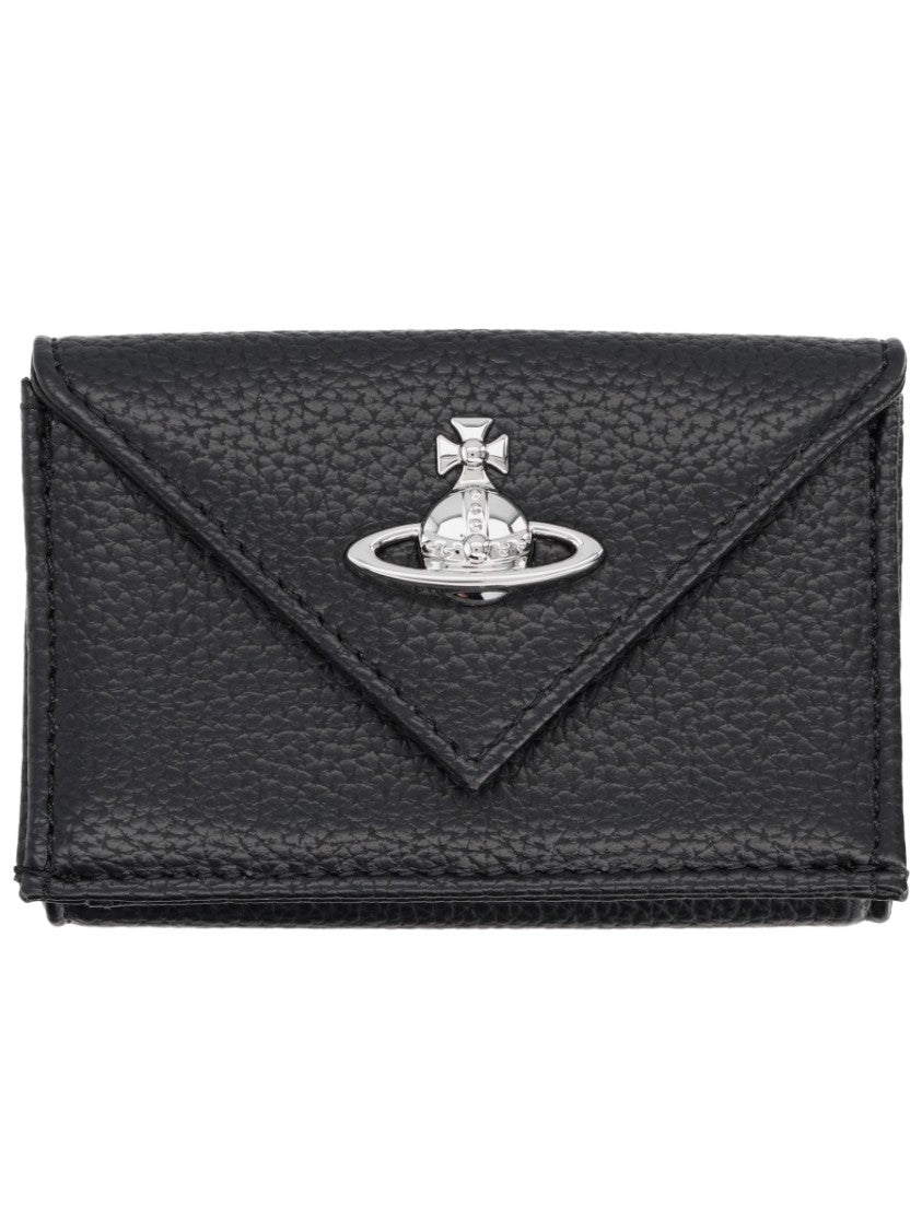 Vivienne Westwood Envelope-Style Wallet With Textured Surface And Metallic Emblem