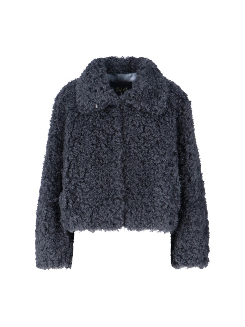 Seafarer Structured Grey Jacket With High Collar And Zipper Closure