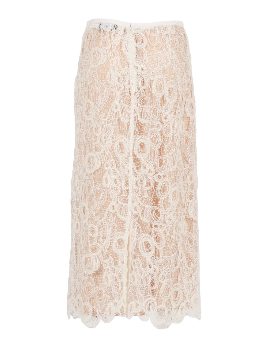 Fabiana Filippi Burro Color Macramé Lace Tubino Skirt