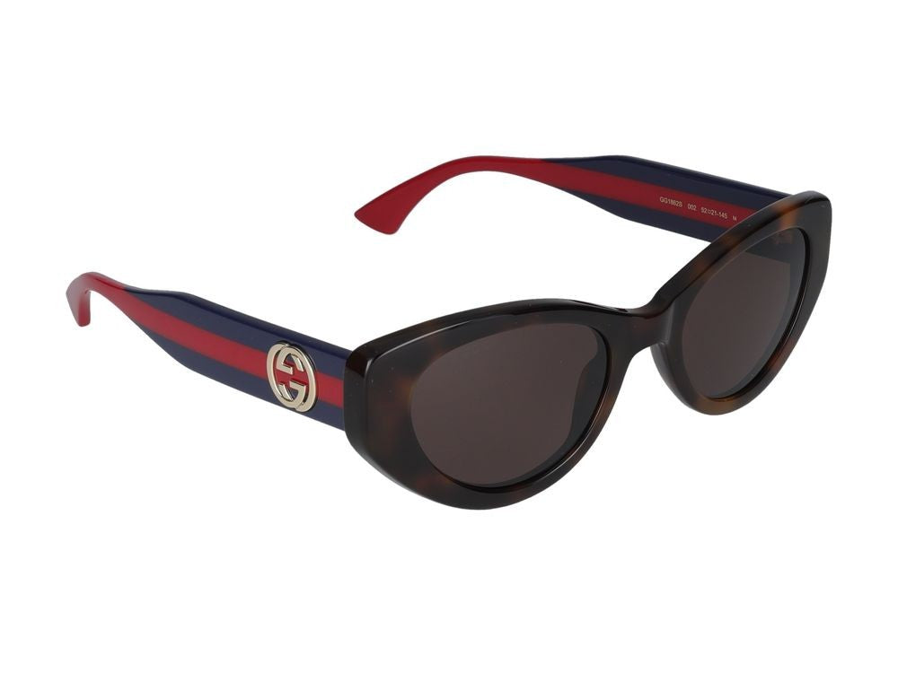 Gucci Havana Logo Accents Bold Cat-Eye Sunglasses