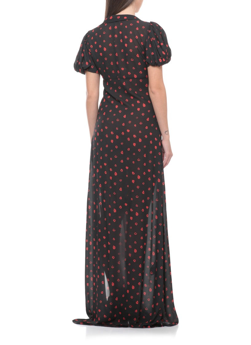 Mar De Margaritas Maxi Floral Dress With V-Neckline And Balloon Sleeves