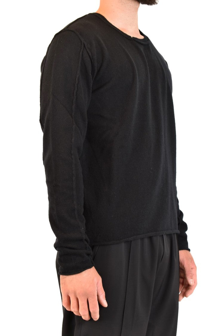 Isabel Benenato Black Knit Sweater With Classic Crew Neckline