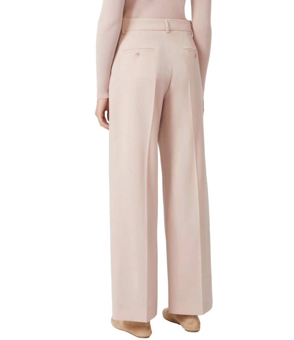 Max Mara Wide-Leg High-Waisted Trousers In Soft Blush Virgin Wool