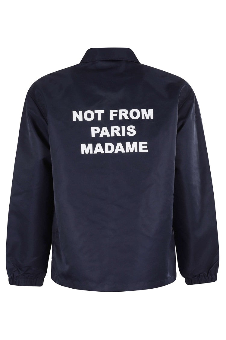 Drôle De Monsieur Navy La Veste Slogan Chest-Back Logo Nylon Jacket