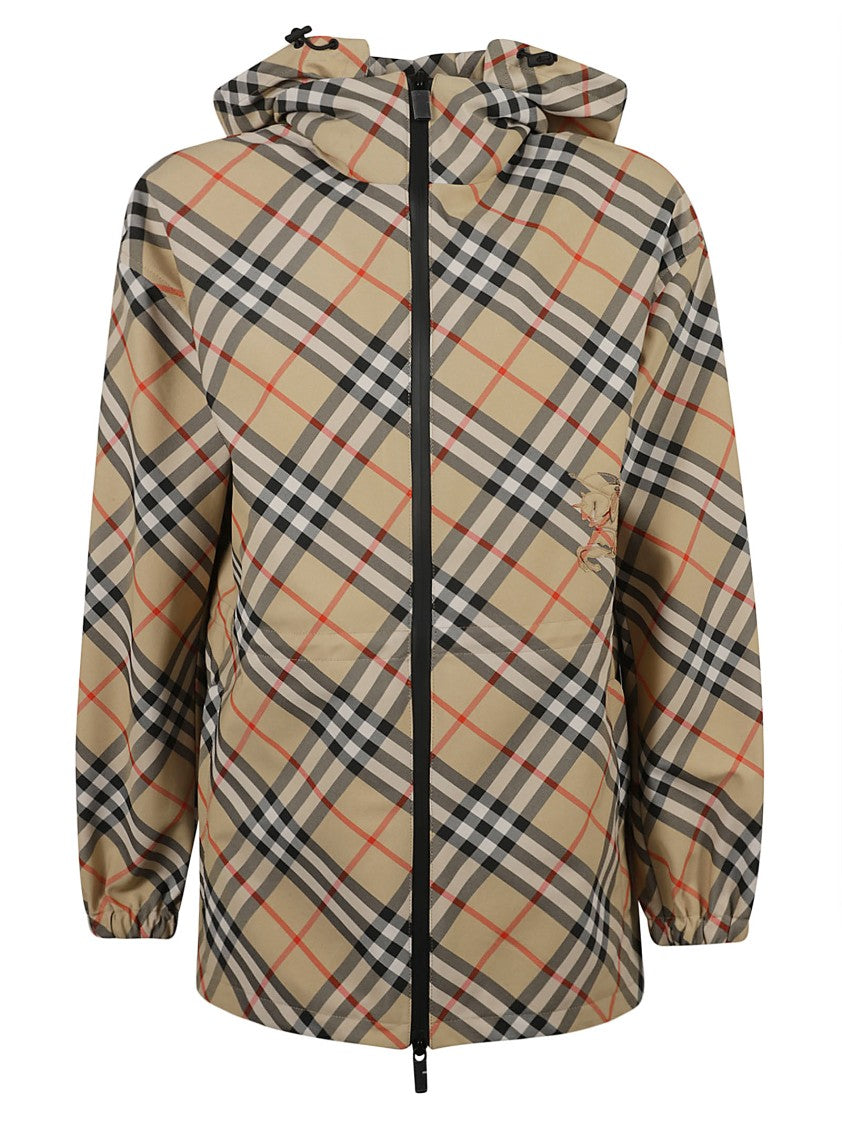 Burberry Classic Check Pattern Hooded Coat