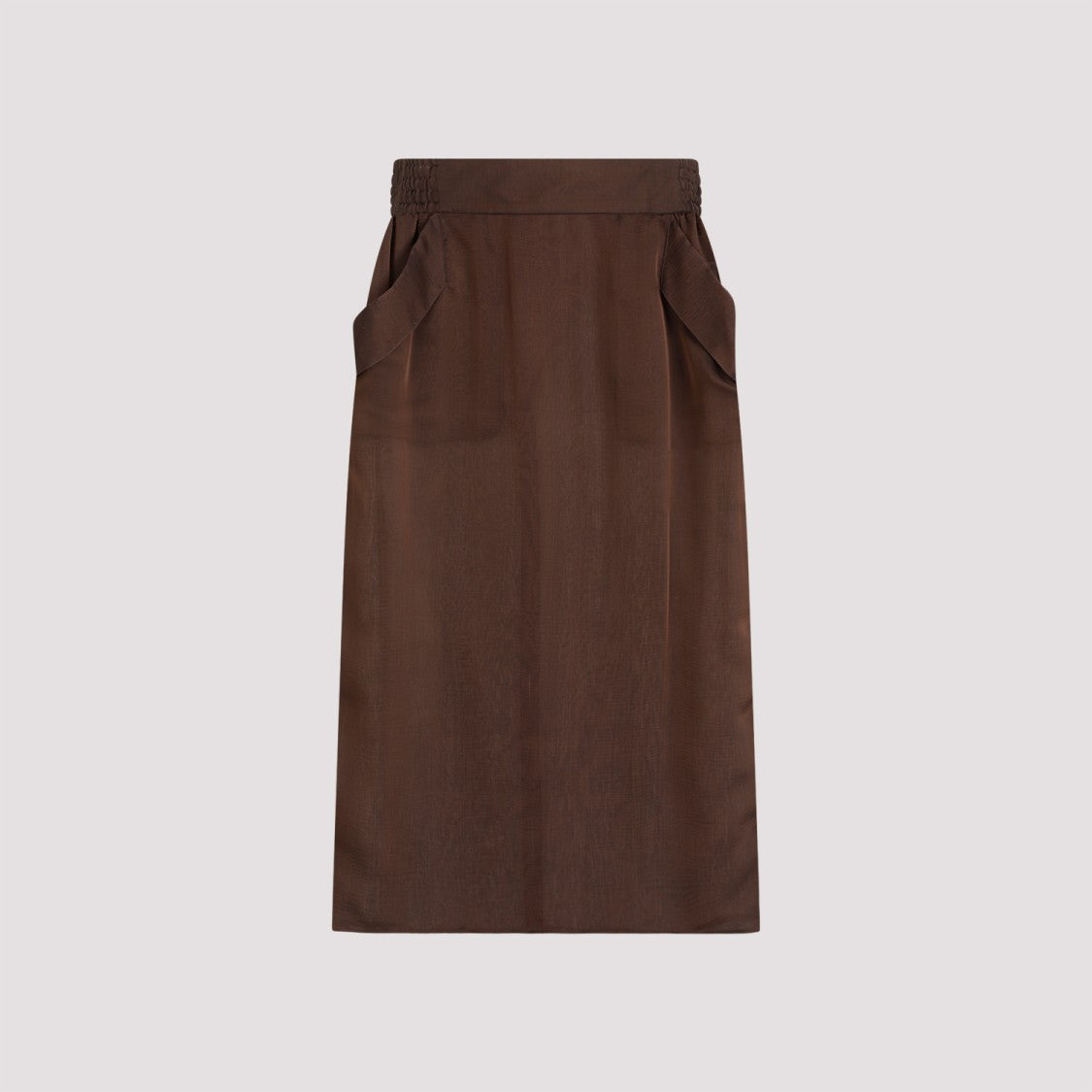 Saint Laurent Brown Silk Midi Skirt