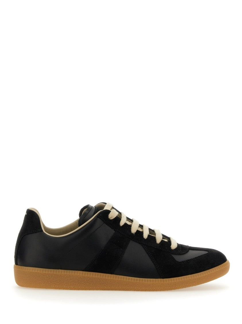 Maison Margiela Black Leather And Suede Sneakers
