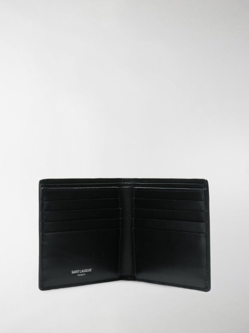 Saint Laurent East/West Monogram Wallet In Black Leather