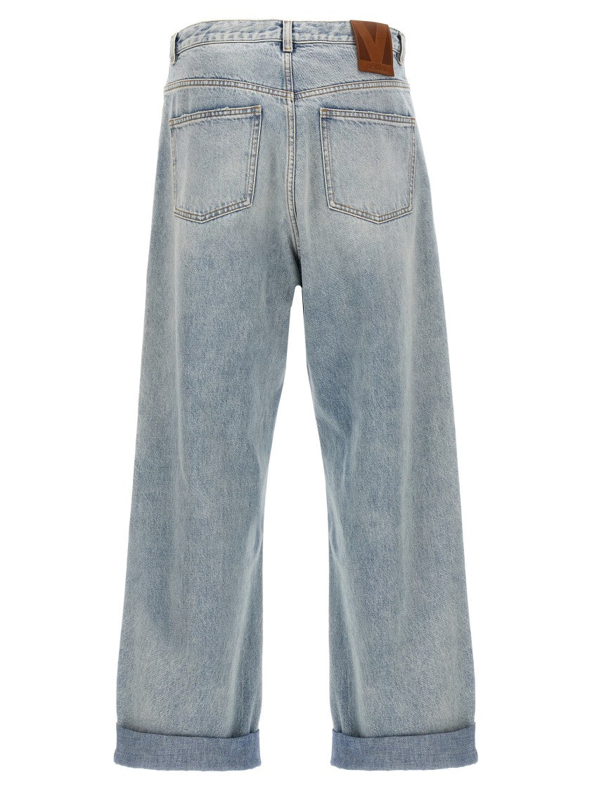 Valentino Garavani High Waist Turn-Up Jeans With Five-Pocket Design