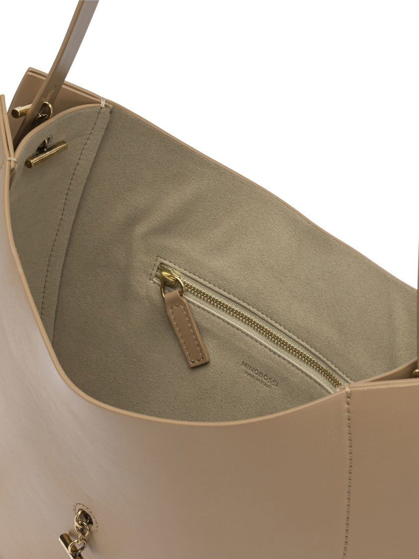 Minobossi Curved Leather Shoulder Bag